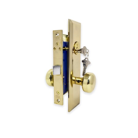 Brass Vestibule Mortise Entry Right Hand Lock Set With 2.5 In. Backset And 2 SC1 Keys